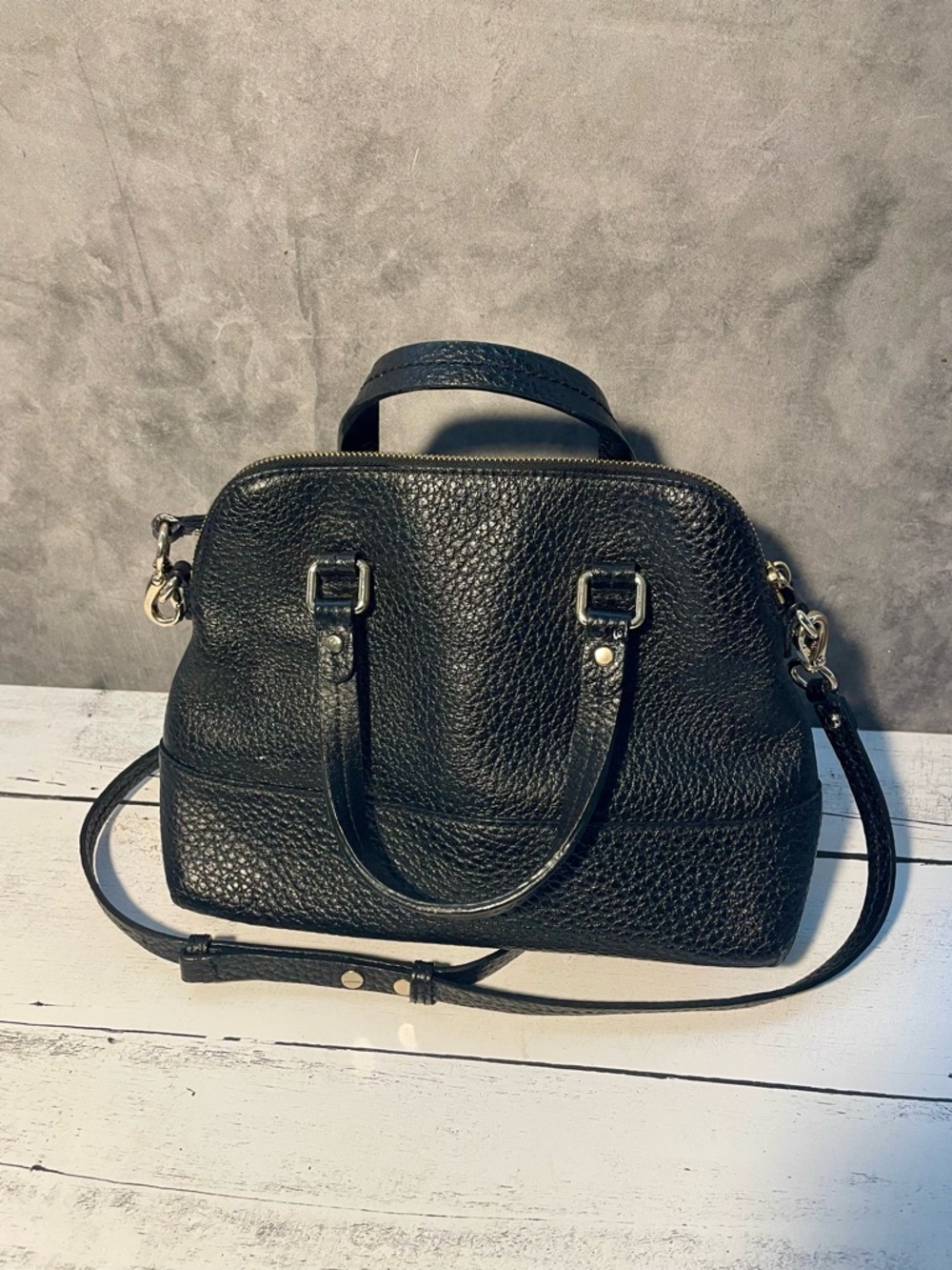 kate spade Black Pebbled Leather Satchel with Crossbody Strap - Picture 2 of 15